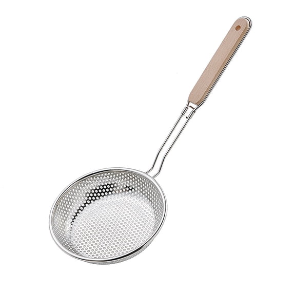 WEIOUKC Stainless Steel Micro-Perforated Skimmer Strainer, Heavy Duty Pasta Dumplings Frying Filter Cooking Utensil