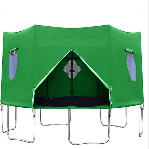 WEIOUKC Trampoline Cover with Rainproof Tent & Sunshade, Outdoor Protective Oxford Fabric Canopy for Jumping Safety, All-Weather Backyard Accessory