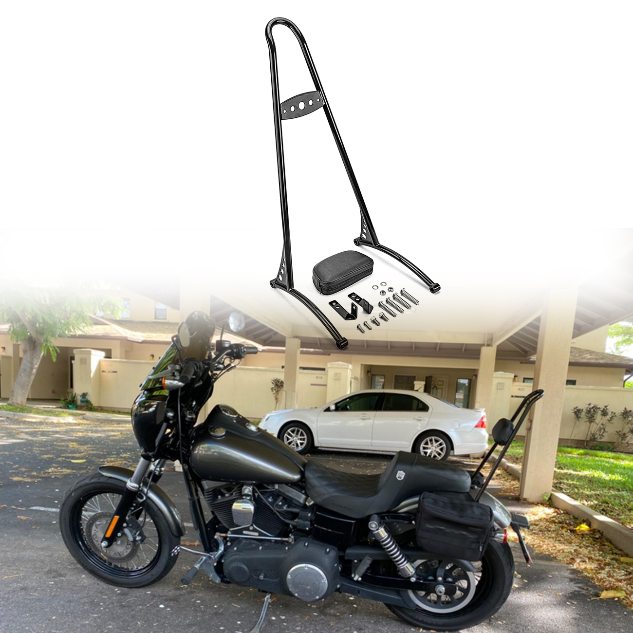 Passenger Backrest Sissy Bar Dyna Street Bob Pad Mount Harley