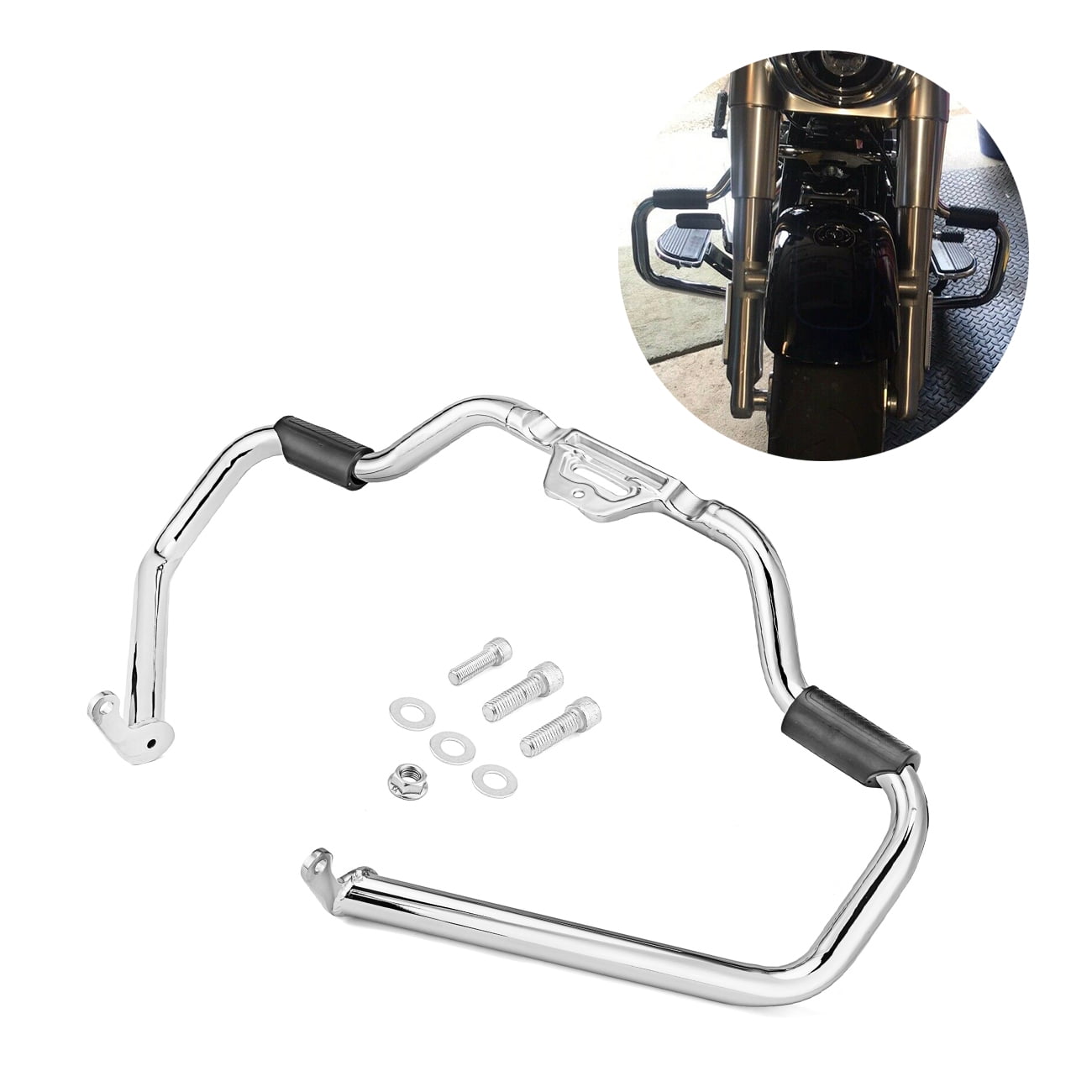 WEISEN Chrome Mustache Front Engine Guard Crash Bar For Harley