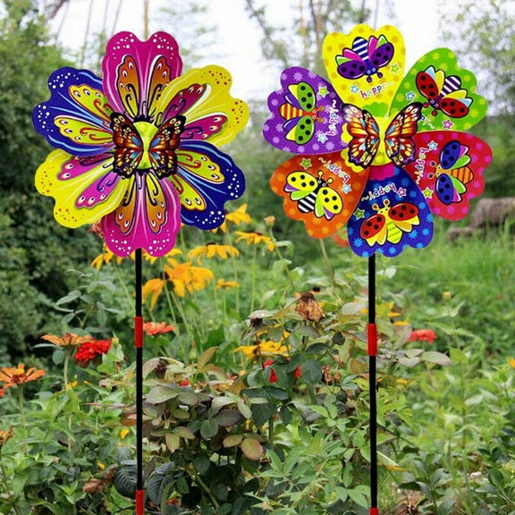 WEISIPU 21 Colorful Plastic Butterfly Flower Wind Spinner