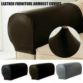 WEISIPU 2PCS PU Leather Stretch Armrest Covers Sofa Couch Arm Covers Armchair Slipcovers Arm Chair Protector
