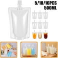 thumbnail image 1 of WEISIPU 5/10/16Pcs Reusable Pouches Plastic Flask Bag Juice Pouches Convenient Drinking Water Bags for Camping Seed Storage Bags, 1 of 7