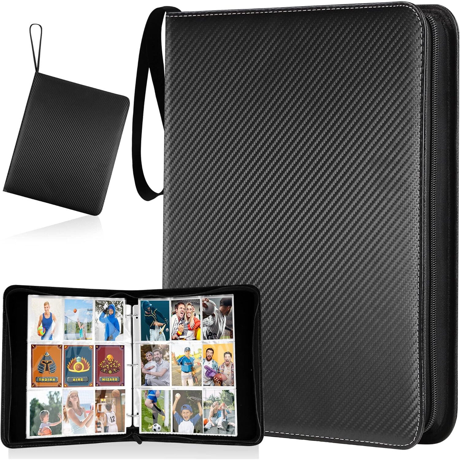 WEISIPU 900-Pocket Trading Card Binder, Portable Double Sided Card Binder  with Sleeves, PU Leather Collection Card Organizer Storage Case -  Walmart.com