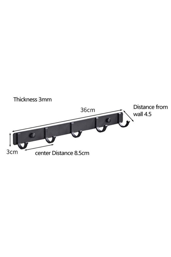 Aluminum 3 To 6 Hooks Key Coat Clothes Door Holder Rack Hook Wall Mounted Hanger