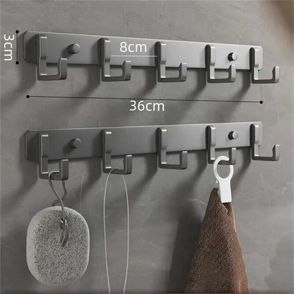 WEISIPU Aluminum 3 To 7 Hooks Key Coat Clothes Rack Rail Door Holder Hook Wall Mounted Hanger