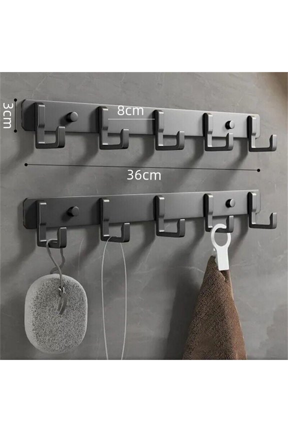 Aluminum Wall Hook Rack -3 to 7 Hooks