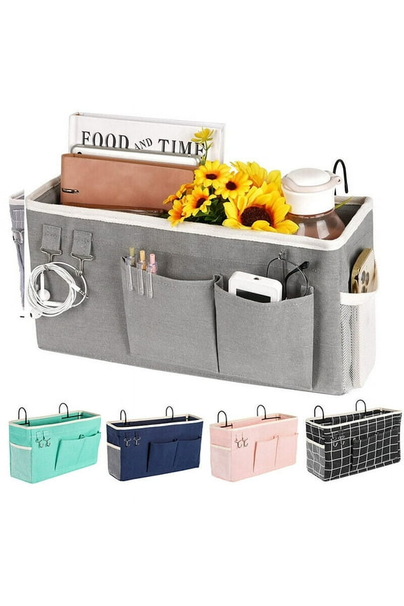Bedside Storage Caddy Hanging Organizer Phone Magazine Holder Storage Bag for Headboards Bunk Beds Dorm Rooms