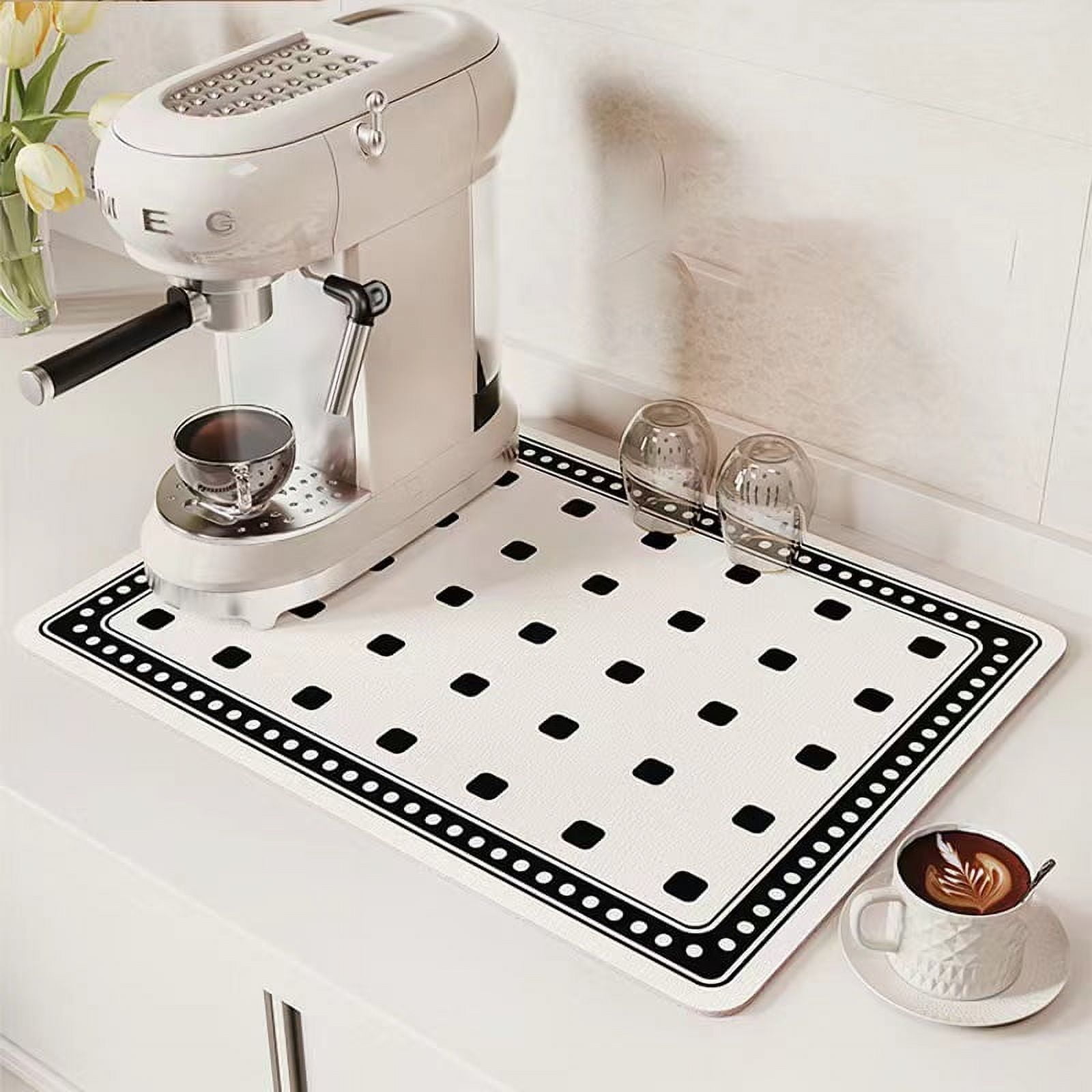 WEISIPU Coffee Bar Mat Coffee Maker Espresso Machine Drying Pad for Kitchen Counter, Large Diatomite Super Absorbent Coffee Mat, Quick Drying Dish Mat for Countertop