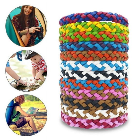 WEISIPU DEET Free Adjustable Leather Insect Repellent Wristband, 12 Pack
