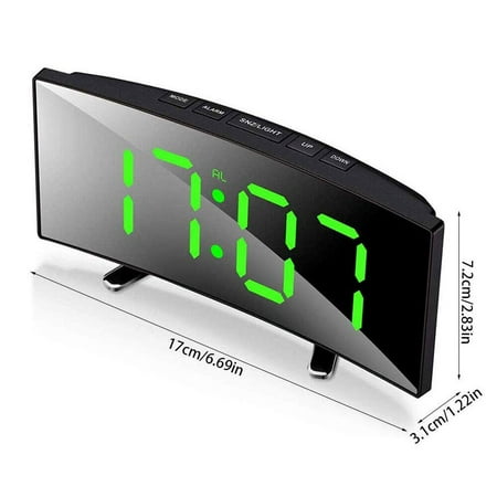 WEISIPU Digital Alarm Clock,7 in LED Mirrored Clocks Large ,Auto Dim,Night Mode,Modern Desktop Electronic Clocks for Bedroom Home Office Decor