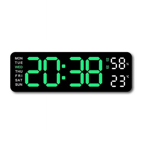 WEISIPU Digital LED Desk Alarm Clock Large LED Display Wall Clock Temperature Humidity