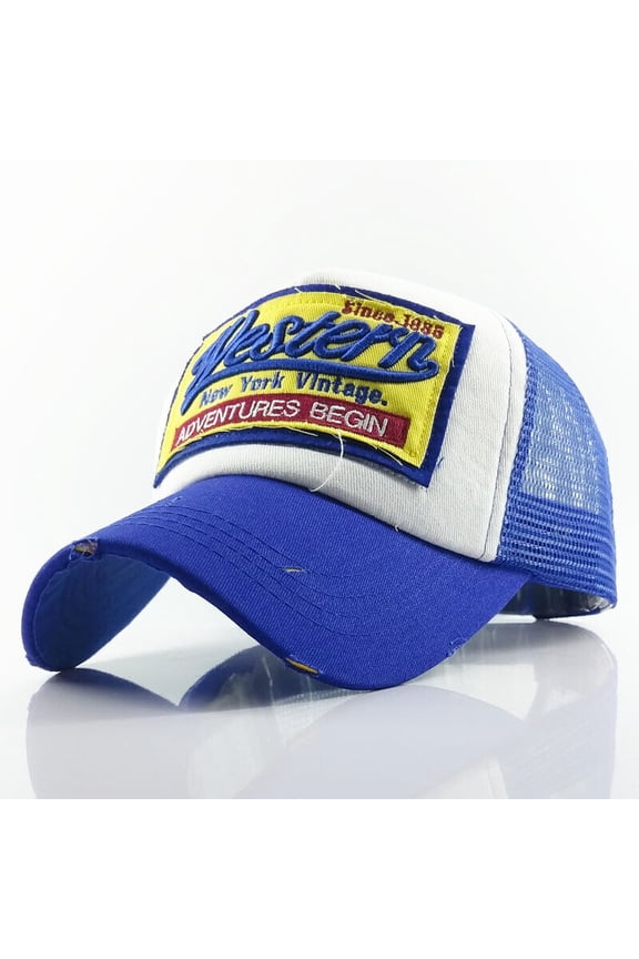 Distressed WESTERN Trucker Mesh Baseball Hat Hip Hop Breathable Snapback Cap