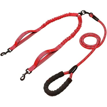 WEISIPU Double Dog Leash, No Tangle 360° Swivel Reflective Pet Bungee Leash Lead for 2 Dogs Walking