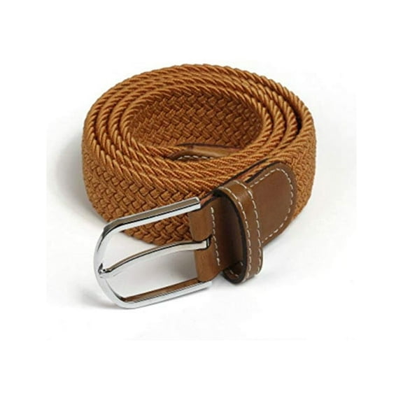 WEISIPU Elastic Unisex Belt Elastic Braided Stretch Belt Covered Leather Steel Buckle