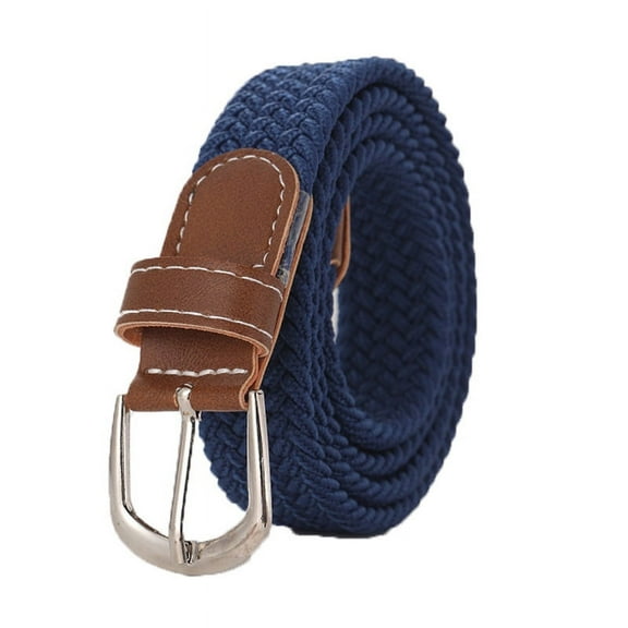 WEISIPU Elastic Unisex Belt Elastic Braided Stretch Belt Covered Leather Steel Buckle
