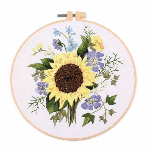 WEISIPU Embroidery Starter Kit with Flower Pattern, Handmade Cross Stitch Kit for Beginners, Adults DIY Craft