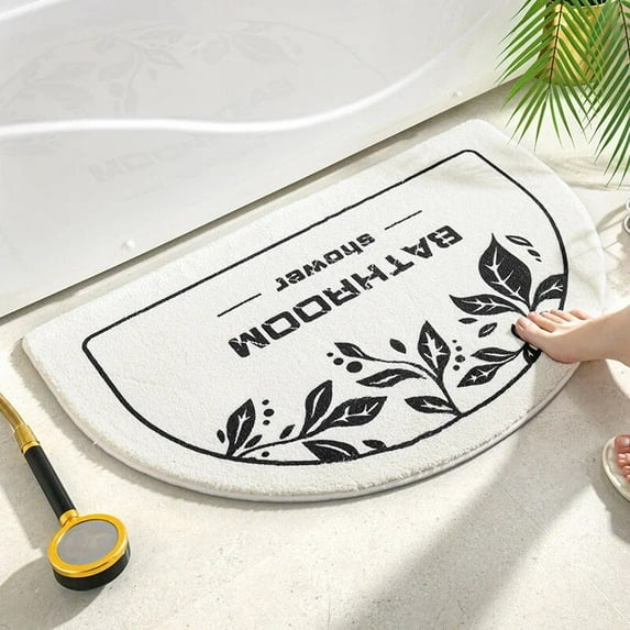 WEISIPU Half Round Bathroom Rugs Non Slip Soft Bath Mat Shower Mat Bathtub Rugs Washable Carpet Bathroom Floor Door Mat
