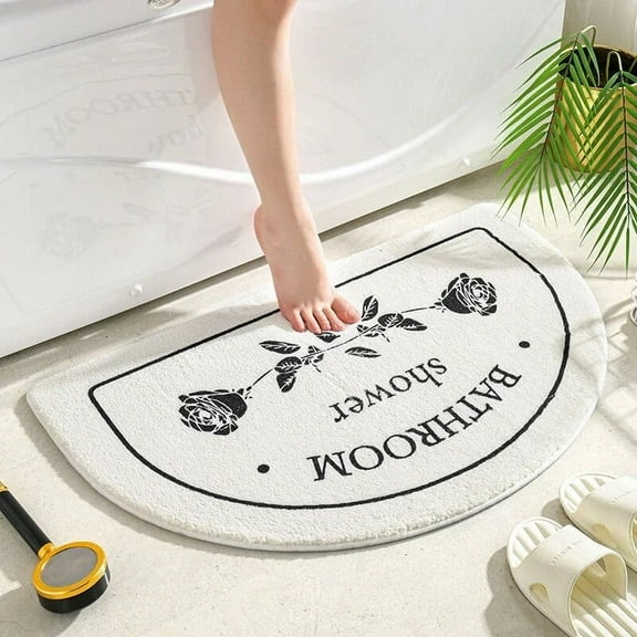 WEISIPU Half Round Bathroom Rugs Non Slip Soft Bath Mat Shower Mat Bathtub Rugs Washable Carpet Bathroom Floor Door Mat