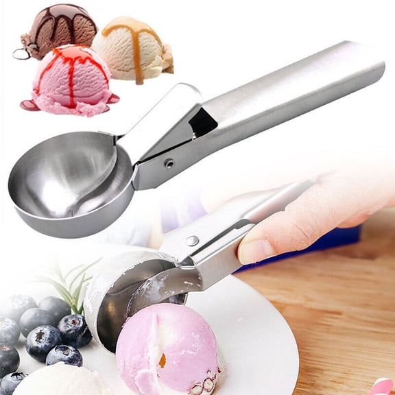 WEISIPU Ice Cream Scoop with Trigger Ice Cream Scooper Stainless Steel, Heavy Duty Metal Icecream Spoon Dishwasher Safe