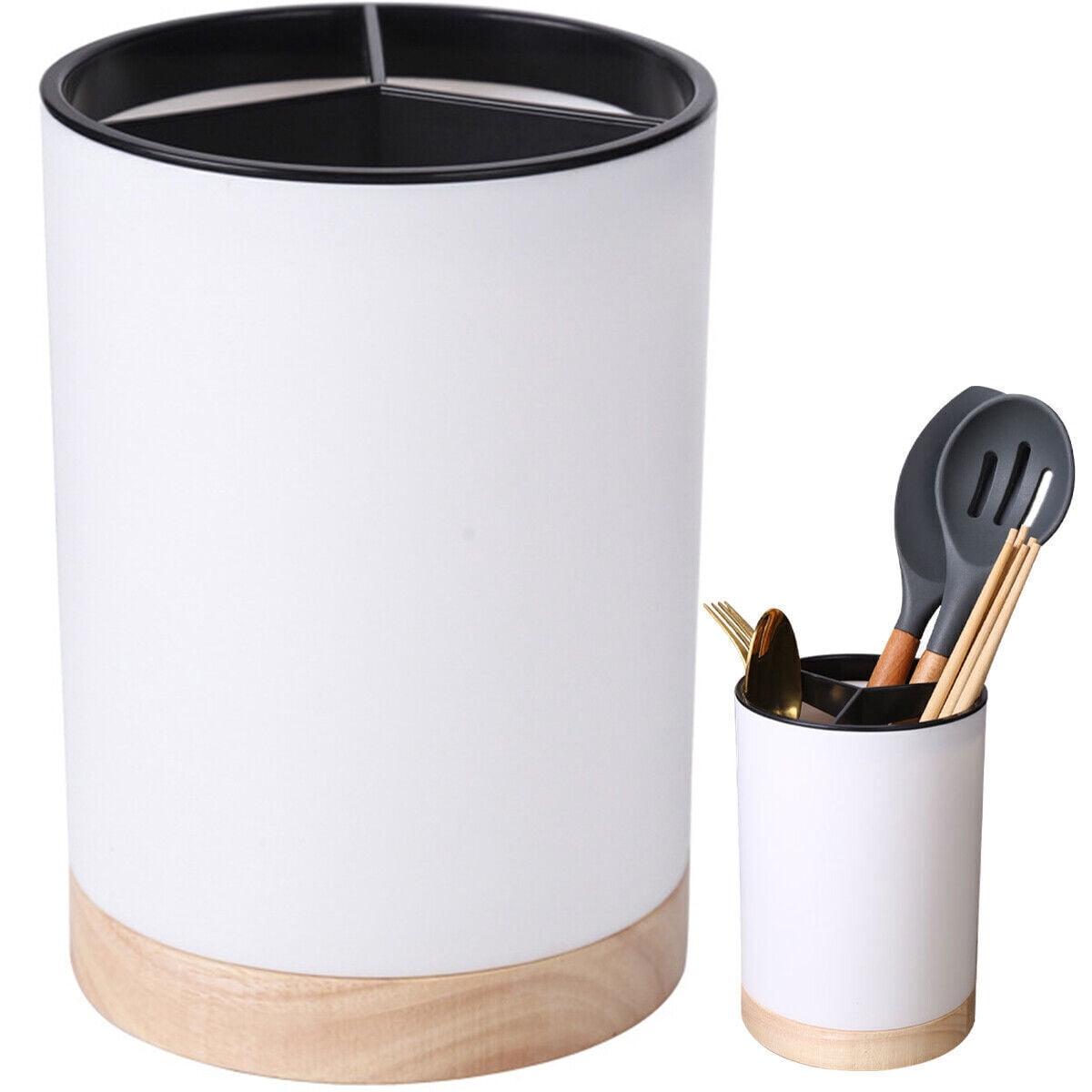 WEISIPU Kitchen Utensil Holder for Countertop, Cooking Utensil Organizer Storage Caddy for Cutlery, Draining Tableware Spoon Forks Chopstick Storage Box