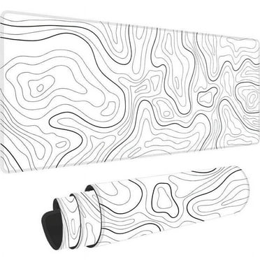 WEISIPU Large Gaming Mouse Pad with Stitched Edges, 31x11.8 inch Minimalist Topographic Map Extended Desk Keyboard Mat