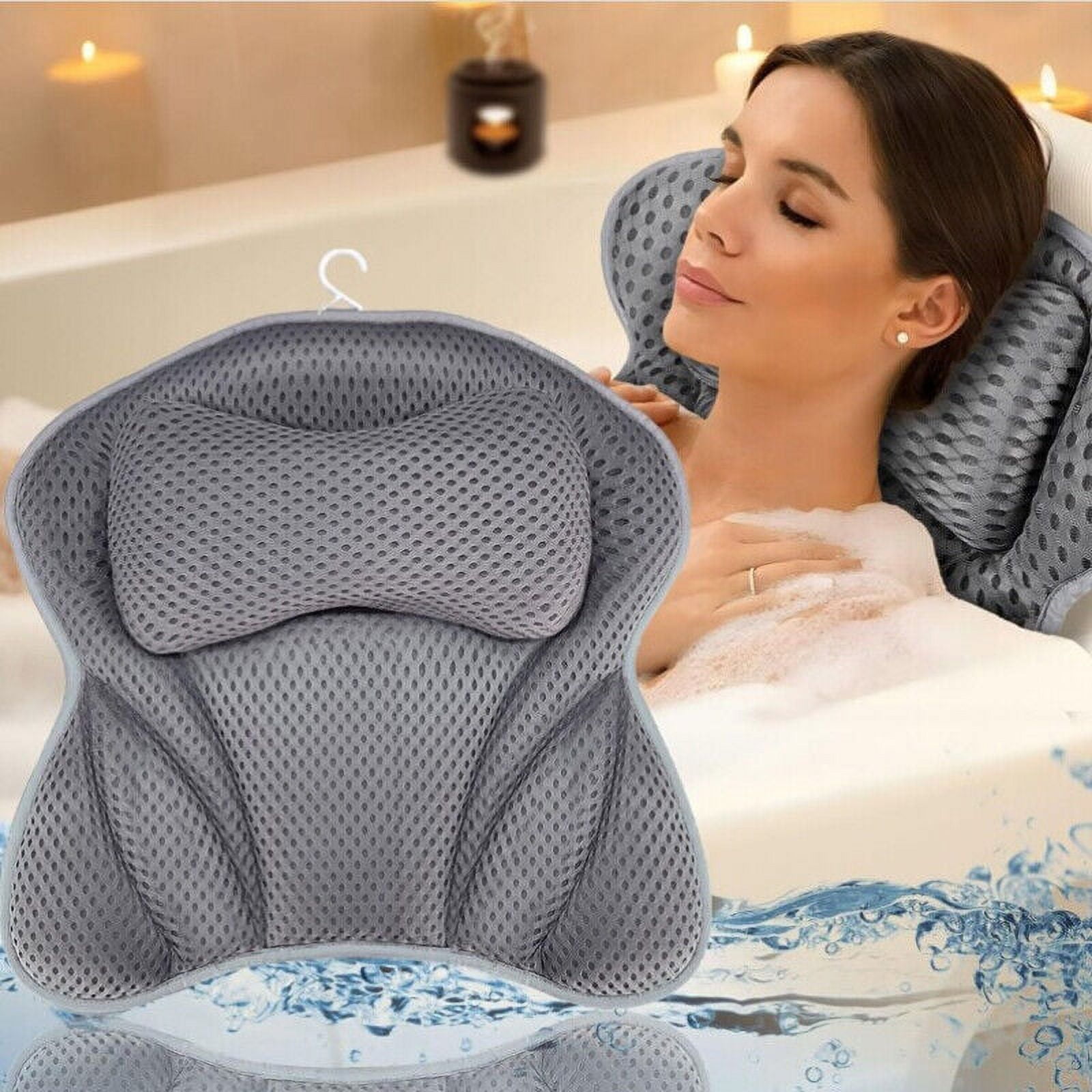 WEISIPU Luxury Bath Pillows for Tub Neck and Back Support, Home Spa Non-Slip Comfort Bathtub Cushion with Suction Cups