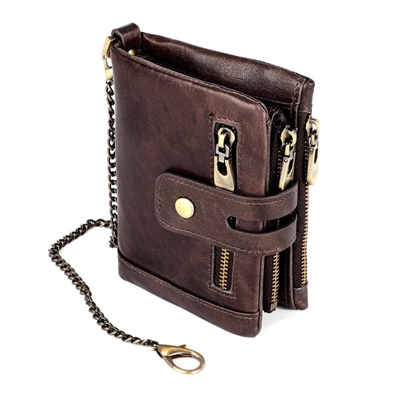 WEISIPU Men's Blocking Wallet Leather Purse Card Slots Coins Holder Chain