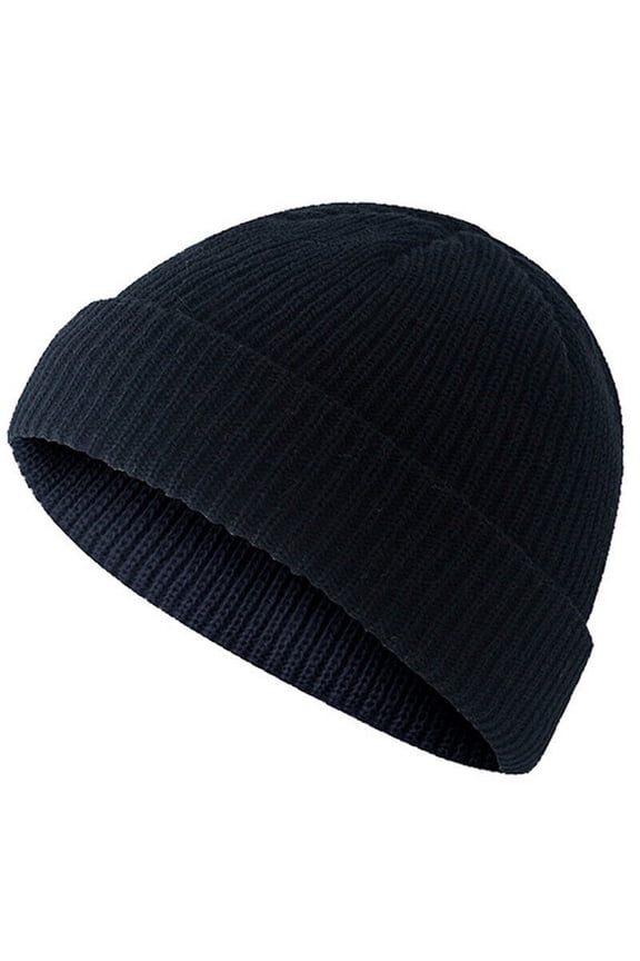 Mens Mini Short Fisherman Beanie Hat Winter Warm Knitted Ribbed Docker Skull Cap