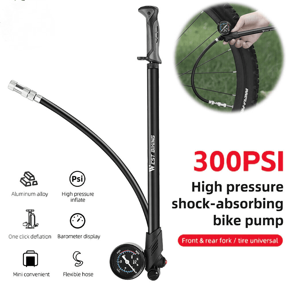 WEISIPU Mountain Bike Shock Pump, 300PSI High Pressure Portable Bicycle