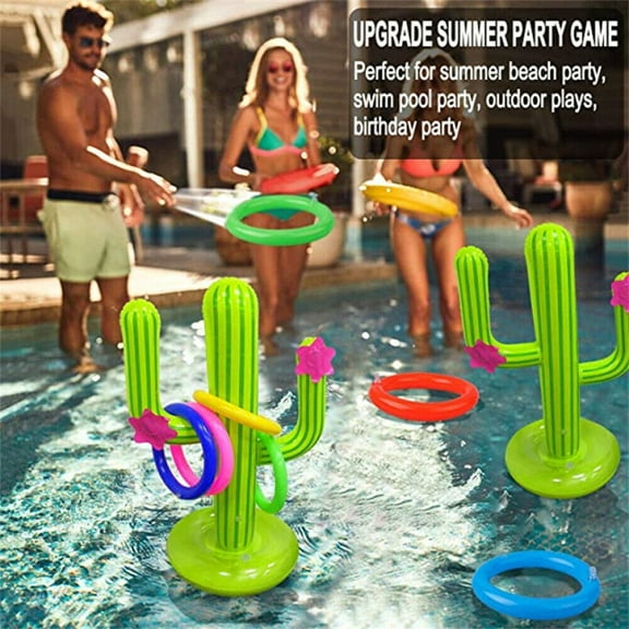 WEISIPU Outdoor Swimming Pool Inflatable Cactus Ring Game Set Toys Beach Party Supplies