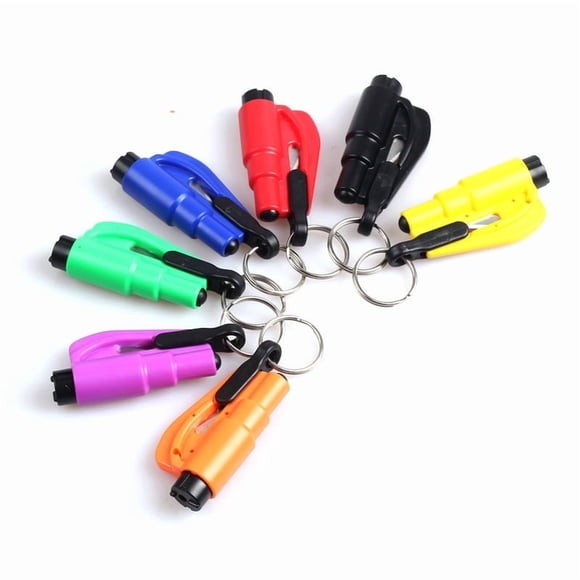 WEISIPU Pack of 5 Emergency Keychain Car Escape Tool, 2-in-1 Seatbelt Cutter and Window Breaker Car Safety Hammer (Random Color)