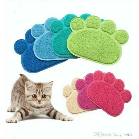 WEISIPU Pet Feeding Mat Paw Shape Dog Cat Puppy Kitten Food Dish Bowl Placemat Non-Slip Cat Litter Mat