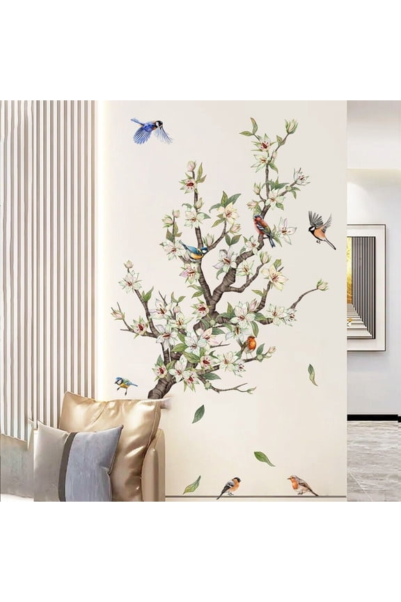 Self-Adhesive Flower Branches Wall Stickers Birds Wall Decals Art Wall Stickers