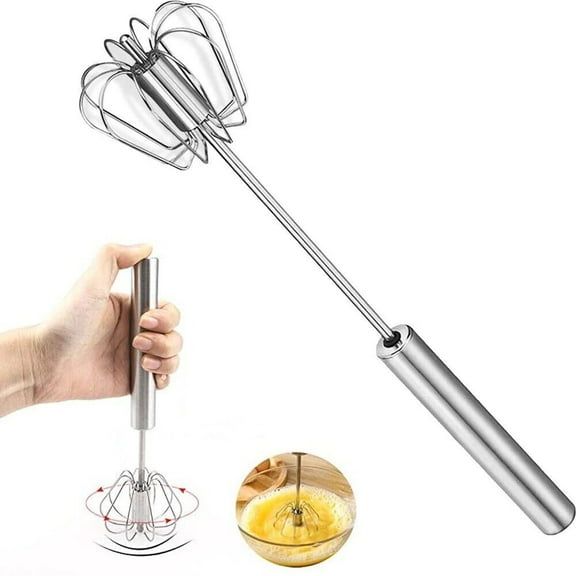 WEISIPU Semi-Auto Eggs Whisk, 10in Stainless Steel Egg Beater Rotary Whisk Blender Hand Push Mixer Stirrer Egg Scrambler