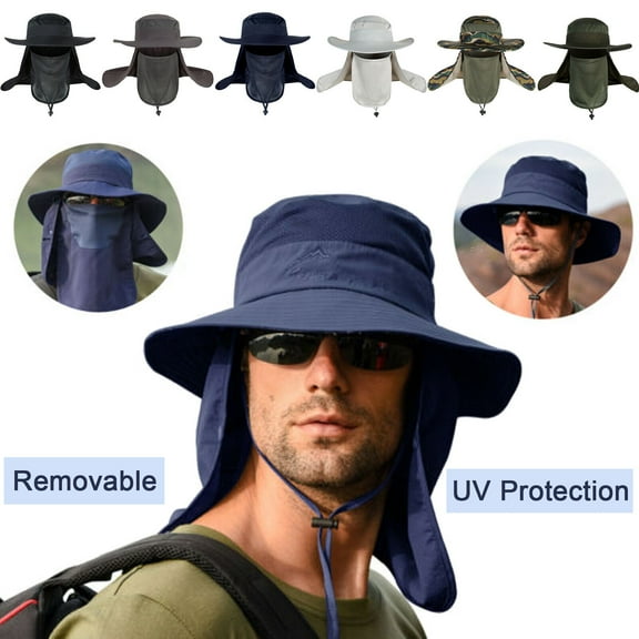 WEISIPU Unisex Outdoor UV Protection Sun Hat Wide Brim Fishing Cap with Removable Flap