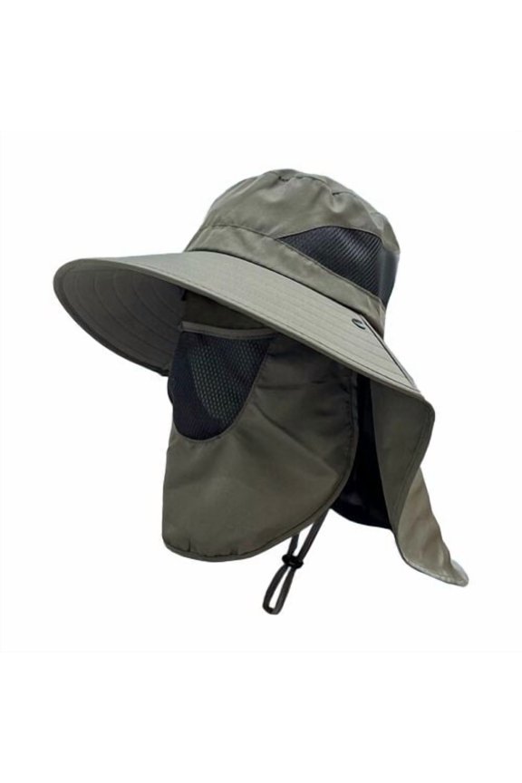 Unisex Outdoor UV Protection Sun Hat Wide Brim Fishing Cap with Removable Flap