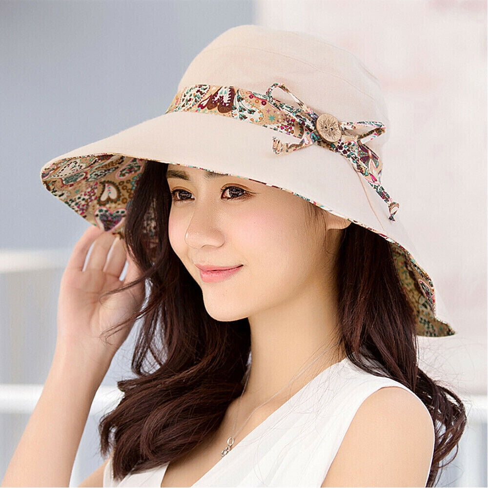 WEISIPU Women Ladies Summer Wide Brim Foldable Sun Hat AntiUV Beach Visor Caps Hats
