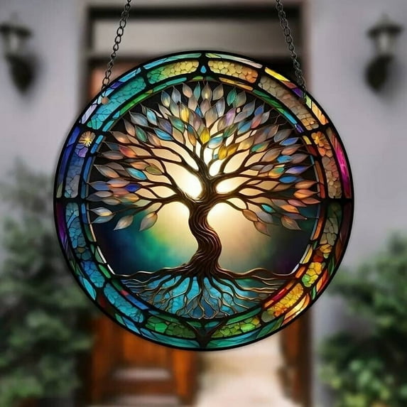 WEISIPU The World Tree Suncatchers Indoor/Outdoor Decor Window Hanging - Tree of Life Hanging Decor Panel - Decoration for Home Garden Party Wedding Pretty Gifts
