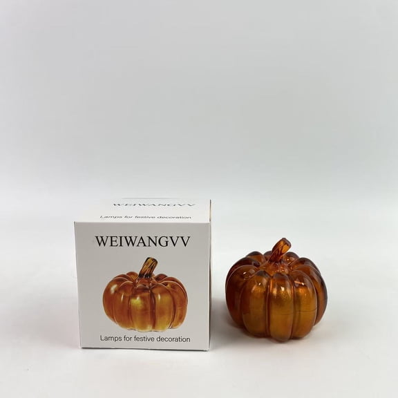WEIWANGVV Lamps for festive decoration,Glass pumpkin lantern LED autumn home decoration night light bedroom bathroom corridor decoration dining table centerpiece (pumpkin, 5.75 x 5.75 x 5.63 inches)