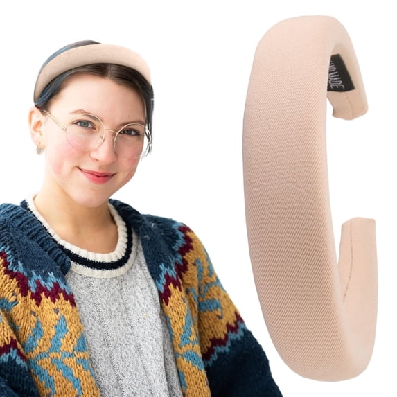 WEIWEIGG 1.3 Inch Beige Non-Slip Headbands Ivory, 1 Pack Wide Hair Bands for Women Girls, Comfortable Fashion DIY Hair Accessories