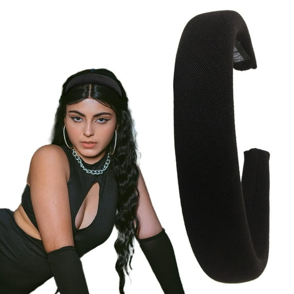 WEIWEIGG 1.3 Inch Black Non-Slip Headbands Ivory, 1 Pack Wide Hair Bands for Women Girls, Comfortable Fashion DIY Hair Accessories