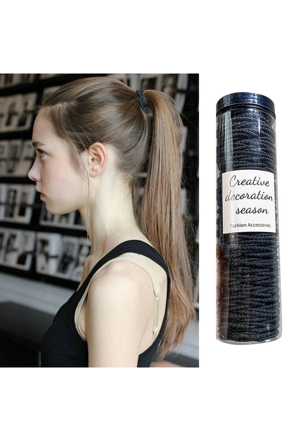 100 Pcs No Damage Hair Ties, 1 Inch Mini Soft Stretchy Ponytail Holders for Thin Hair, All & Dogs, Assorted Colors (A, Black)