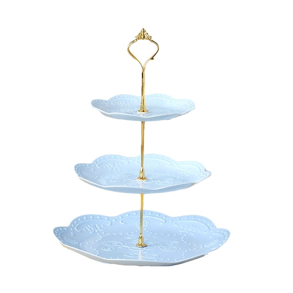WEIWEIGG 1Pcs Cupcake Stand,Dessert Table Display, Cake Stand Plastic Serving 3 Tired Trays for Party Cookie Rack Desert Tower Holder for Wedding Decor Tea Party Decorations,Blue