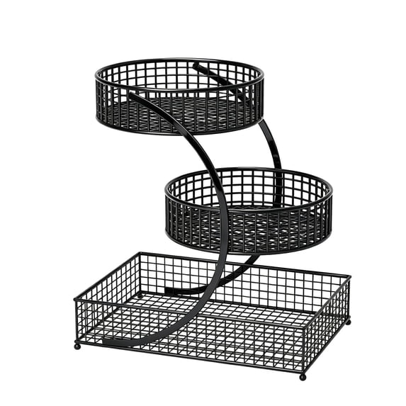 WEIWEIGG 3 Tier Makeup Organizer for Vanity Countertop, Black Metal Cosmetic Display Shelf, Multi-Purpose Storage Rack for Bathroom, Bedroom, Office