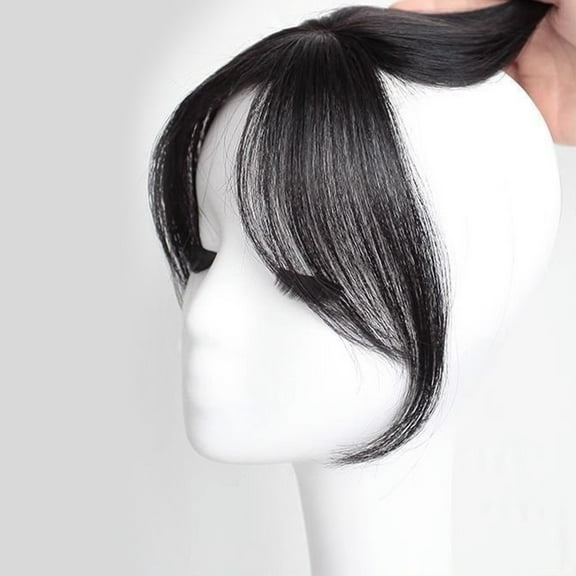 WEIWEIGG Air Bangs Human Hair Topper for Women, 3D Side Parted Clip, 360° Cover Human Hair Bangs, Daily Wear, Natural Look, Great Gifts