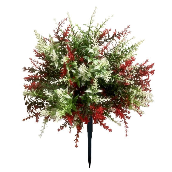 WEIWEIGG Artificial Lavender Topiary Bushes with Ground Spike, 21.65" Set of 1 Faux Lavender Boxwood Ball Trees Uv Resistant Fake Greenery Plants for Indoor & Outdoor Spring Porch Decor,Colorful