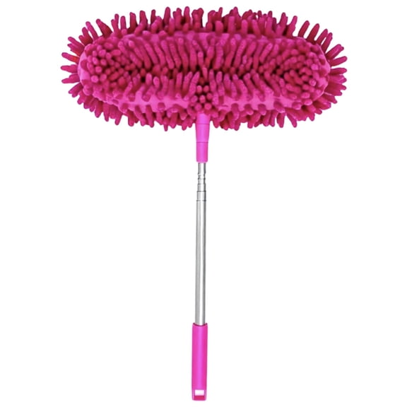 WEIWEIGG Bendable Duster Flexible Cleaning Duster – Bendable Washable Heads, Extendable Dusters for Cleaning Ceiling Fan, High Ceiling, Blinds, Furniture & Cars,Hot Pink