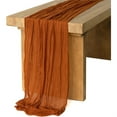 thumbnail image 1 of WEIWEIGG Boho Table Runner 35.4x70.9 Inch, Wrinkled Cheesecloth Tablecloth Runner for Dining Table, Dresser, Wedding Party Decor, Soft Flowy Fabric, Easy Care Machine Washable, 1 of 4