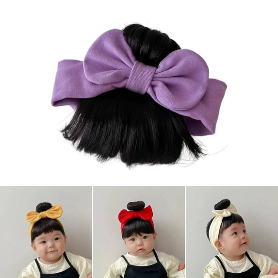 WEIWEIGG Bowknot Wigs for Girls, Fashionable Bun Wig Hairpieces, Solid Headwear Girls Hair for Daily, Party Ues